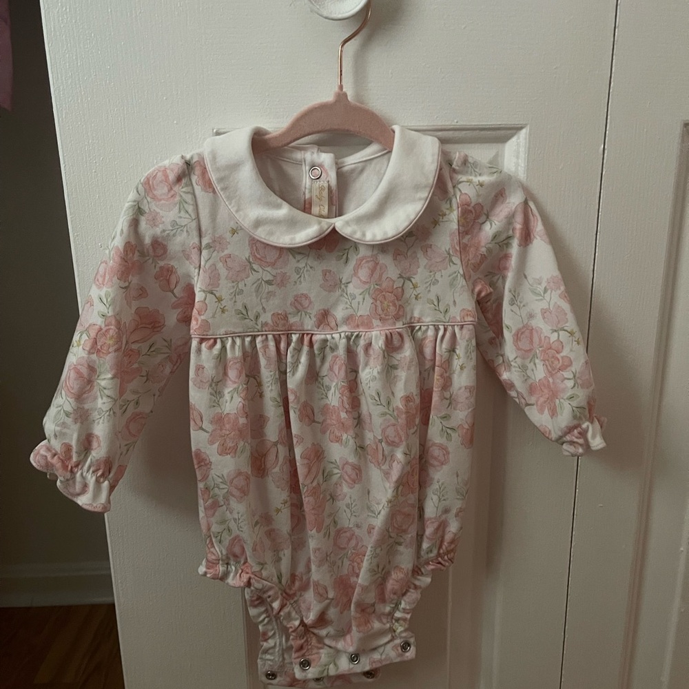 Floral Baby Romper with Peter Pan Collar